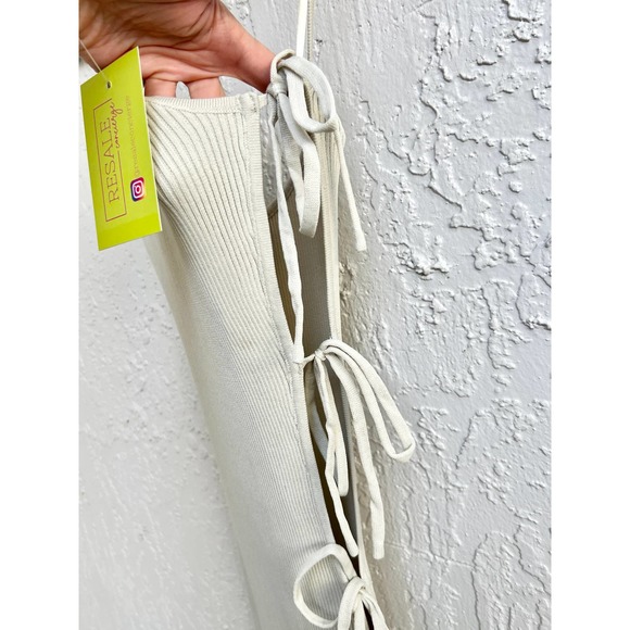 NWT Lioness Spaghetti Strap Cutout Side Bodycon Midi Dress Cream Women's Size XS - Picture 4 of 6